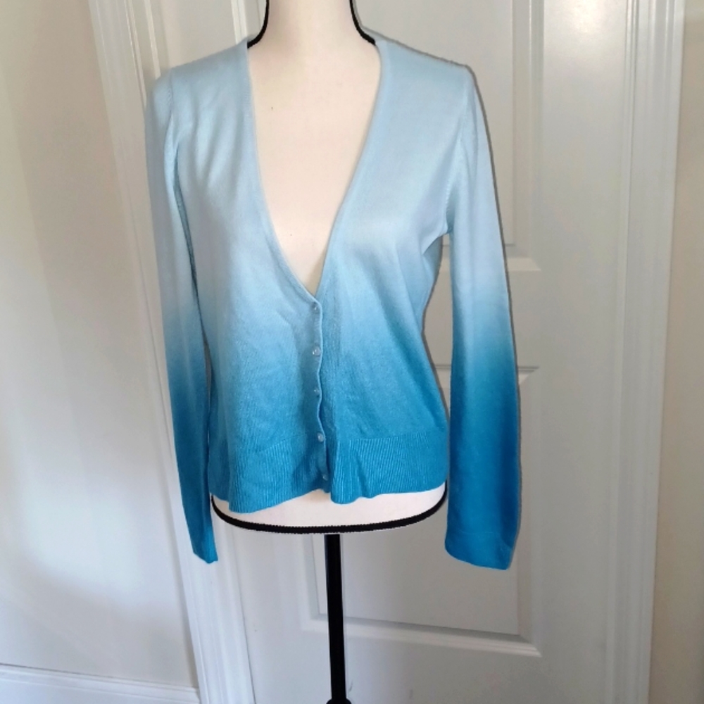New York & Company button front v-neck ombre cardigan